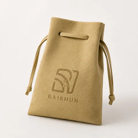Tan Microfiber Suede Jewelry Pouch