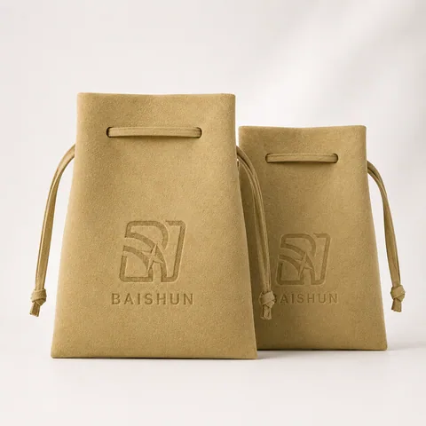 Tan Microfiber Suede Jewelry Pouch