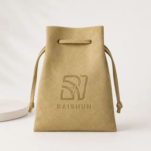 Tan Microfiber Suede Jewelry Pouch