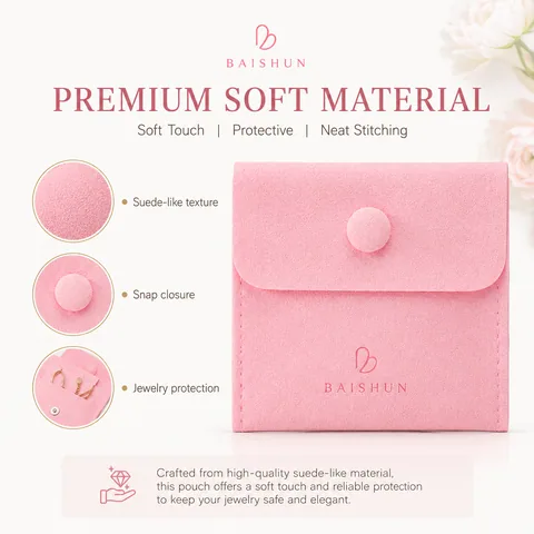Blush Microfiber Suede Jewelry Pouch