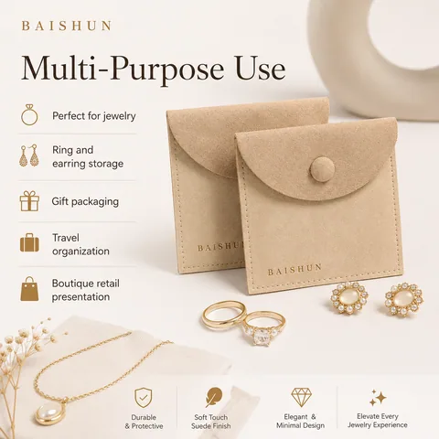Beige Microfiber Suede Jewelry Pouch