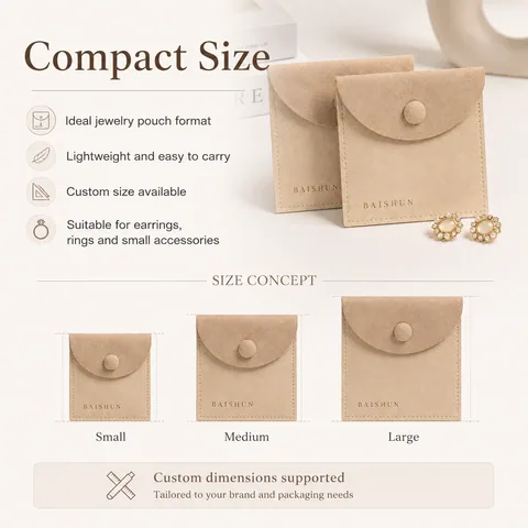 Beige Microfiber Suede Jewelry Pouch