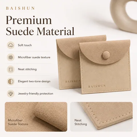 Beige Microfiber Suede Jewelry Pouch