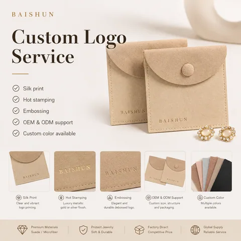 Beige Microfiber Suede Jewelry Pouch