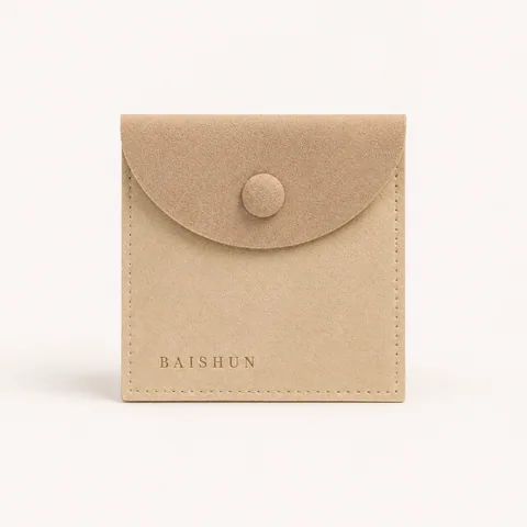 Beige Microfiber Suede Jewelry Pouch