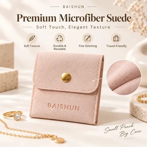 Custom Microfiber Snap-Flap Jewelry Pouch — product view 2