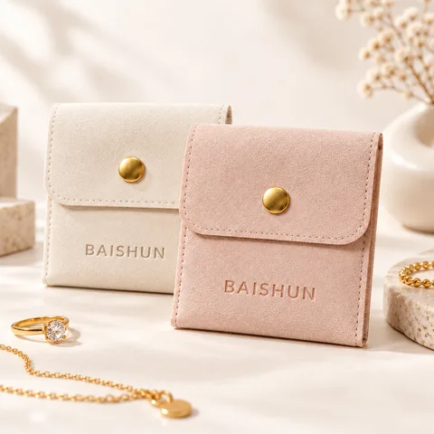 Custom Microfiber Snap-Flap Jewelry Pouch — product view 3