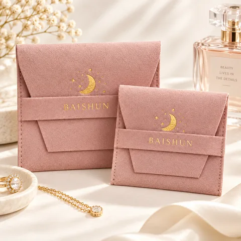 Custom Microfiber Flap Jewelry Pouch — product view 2