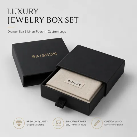 Drawer Jewelry Box and Pouch Set — product gallery view