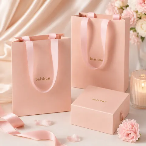 Pink Paper Bag and Gift Box Set