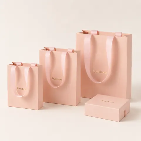 Pink Paper Bag and Gift Box Set — product gallery view