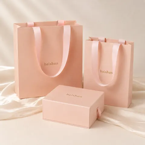 Pink Paper Bag and Gift Box Set — product gallery view