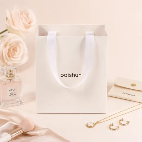 Contrast-Handle Paper Gift Bag