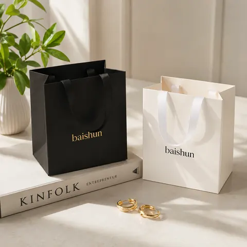 Contrast-Handle Paper Gift Bag — product gallery view