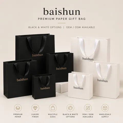 Contrast-Handle Paper Gift Bag — product gallery view