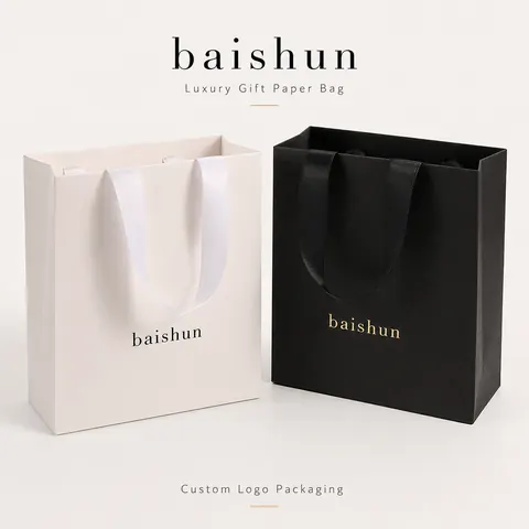 Contrast-Handle Paper Gift Bag — product gallery view