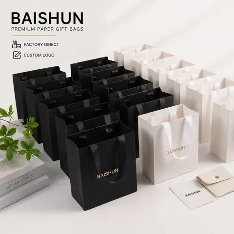 Contrast-Handle Paper Gift Bag — product gallery view