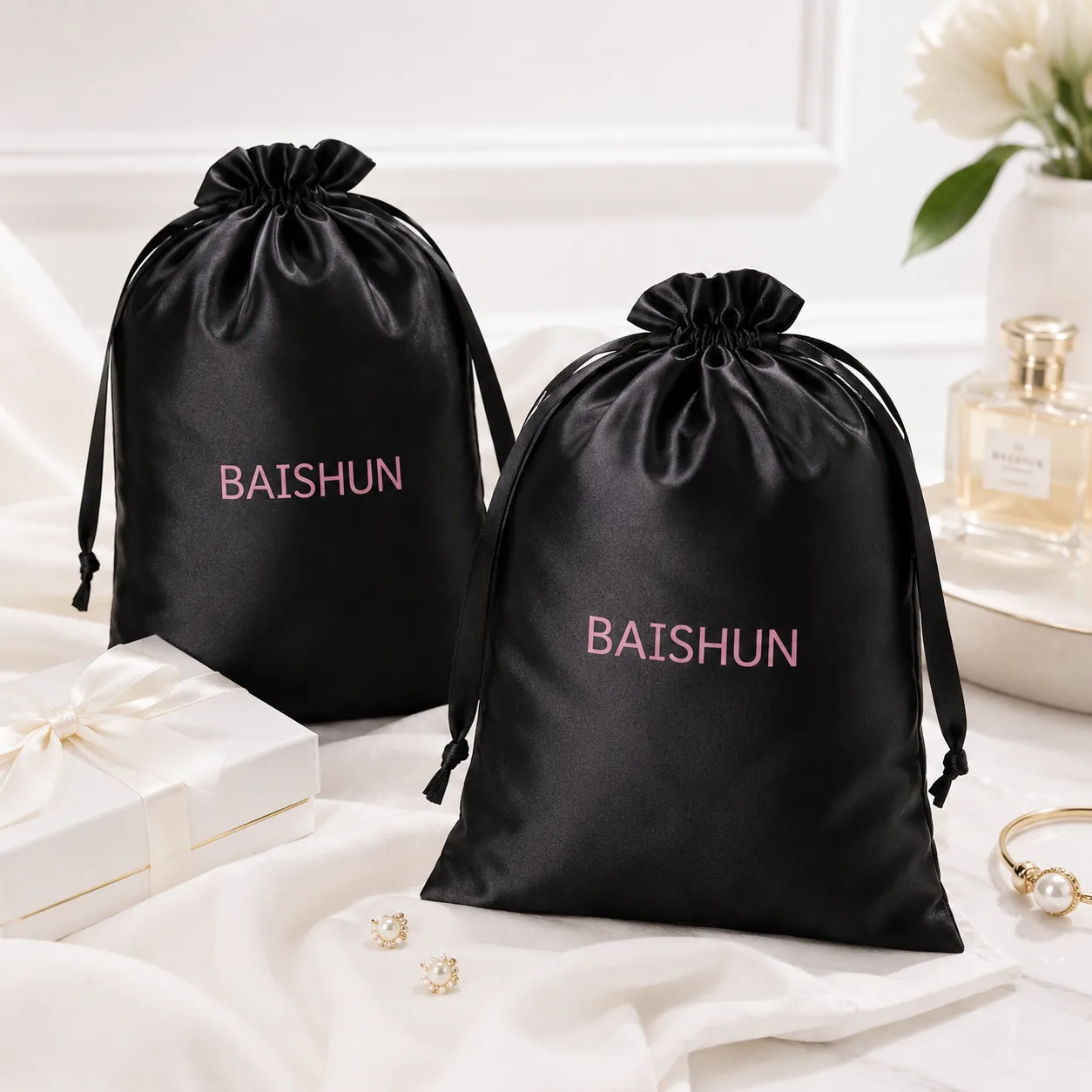 Satin-Look Drawstring Pouch — main product view