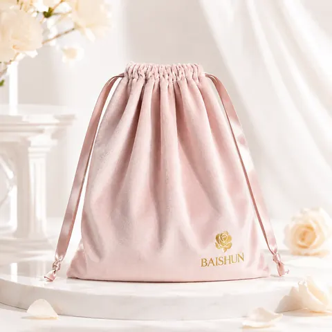 Light Pink Satin-Look Drawstring Pouch