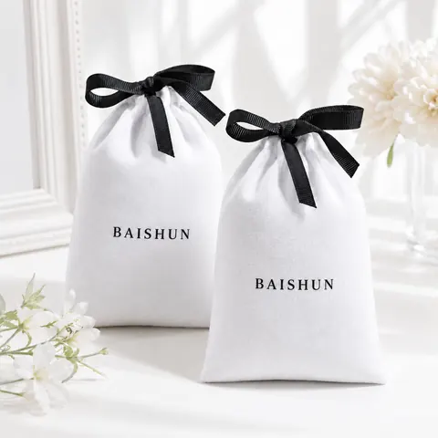 White Satin-Look Black-Bow Pouch