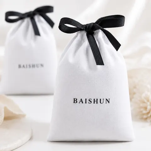 White Satin-Look Black-Bow Pouch — product gallery view