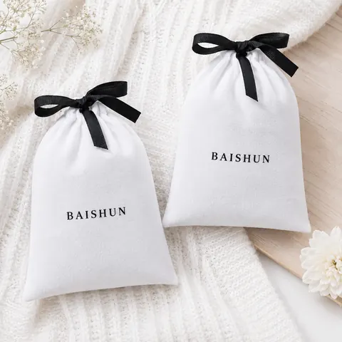White Satin-Look Black-Bow Pouch — product gallery view