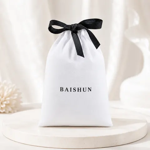 White Satin-Look Black-Bow Pouch — product gallery view