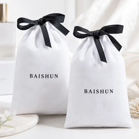 White Satin-Look Black-Bow Pouch — product gallery view