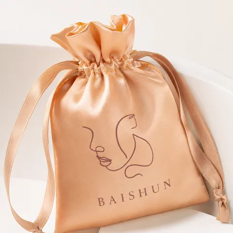 Peach Gold Satin-Look Line-Art Pouch - customization reference view 2