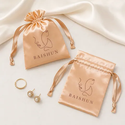 Peach Gold Satin-Look Line-Art Pouch - customization reference view 4