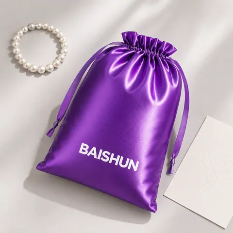 Purple Satin-Look Pouch with Matching Drawstring - customization reference view 4