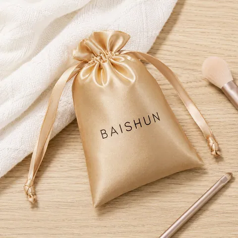 Champagne Satin-Look Pouch with Matching Ribbon - customization reference view 2