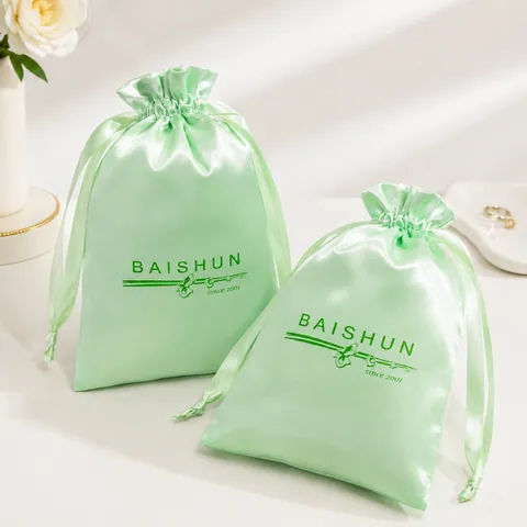 Mint Green Satin-Look Spa Gift Pouch - customization reference view 2