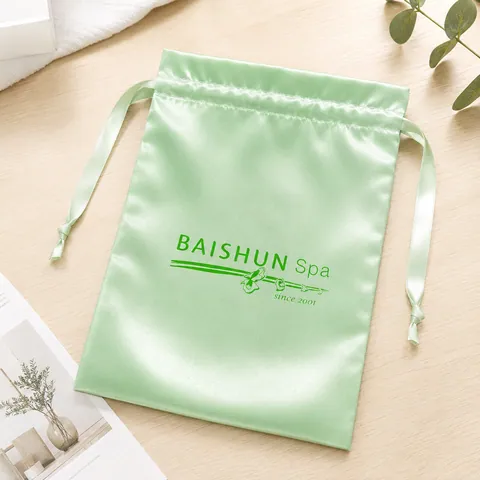 Mint Green Satin-Look Spa Gift Pouch - customization reference view 3