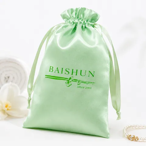 Mint Green Satin-Look Spa Gift Pouch - customization reference view 4
