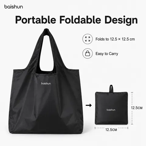Foldable Nylon Shopping Tote — product gallery view