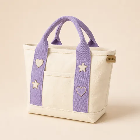 Contrast-Handle Mini Canvas Tote — product gallery view