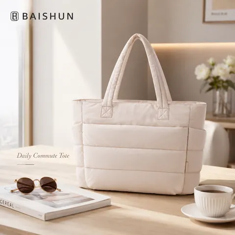 Quilted Padded Tote Bag — product gallery view