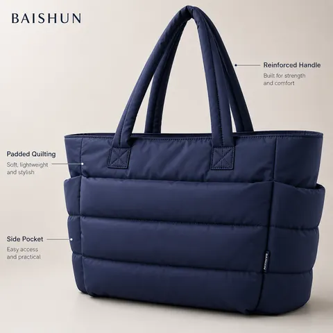 Quilted Padded Tote Bag — product gallery view