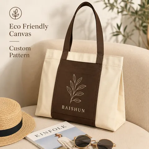 Brown and Natural Canvas Tote — product gallery view