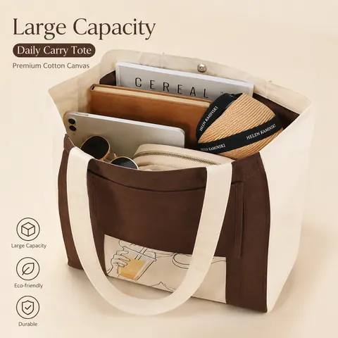 Brown and Natural Canvas Tote — product gallery view