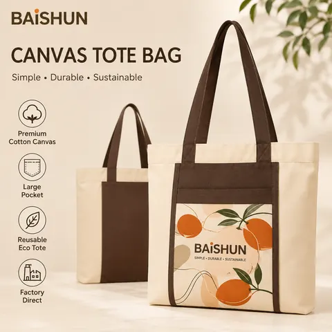 Brown and Natural Canvas Tote — product gallery view