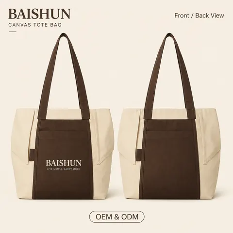 Brown and Natural Canvas Tote — product gallery view