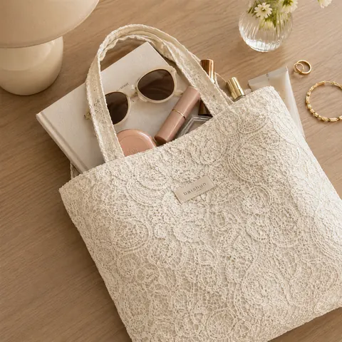 Eyelet Lace Fabric Tote — product gallery view