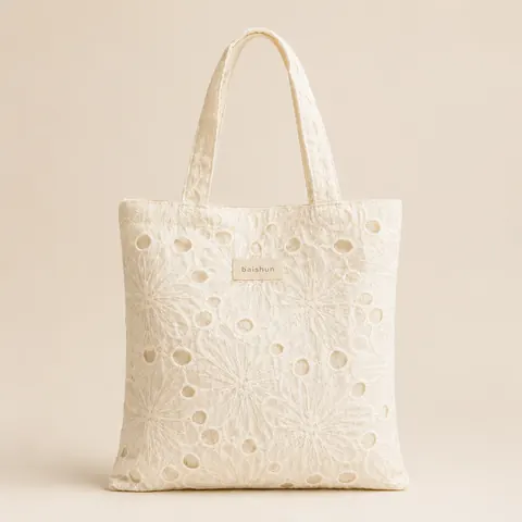 Eyelet Lace Fabric Tote — product gallery view