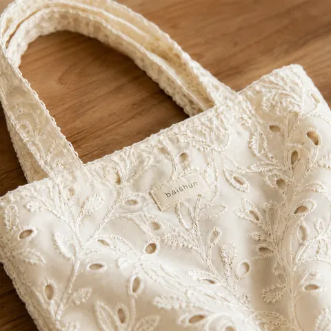 Eyelet Lace Fabric Tote — product gallery view