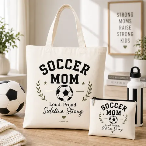 Soccer Theme Printed Canvas Tote