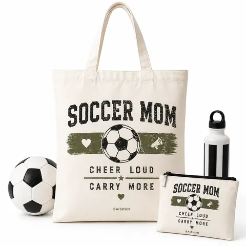 Soccer Theme Printed Canvas Tote — product gallery view