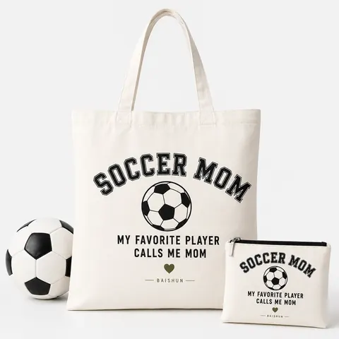 Soccer Theme Printed Canvas Tote — product gallery view