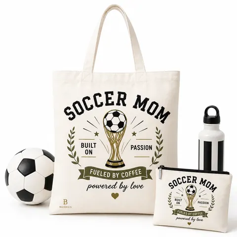 Soccer Theme Printed Canvas Tote — product gallery view